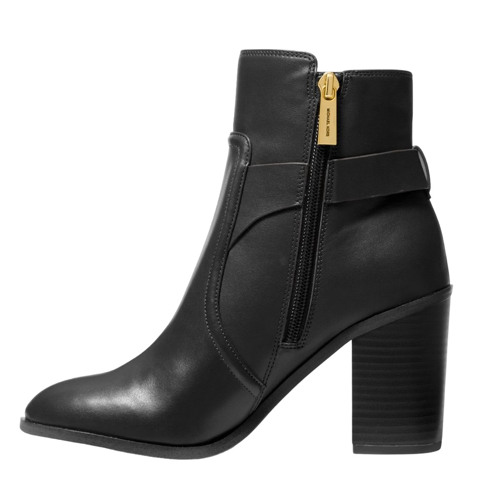 Michael Kors Carmen Heeled Ankle Bootie Boot Faux Leather Black 8/8.5 Nib $295 - Picture 3 of 4